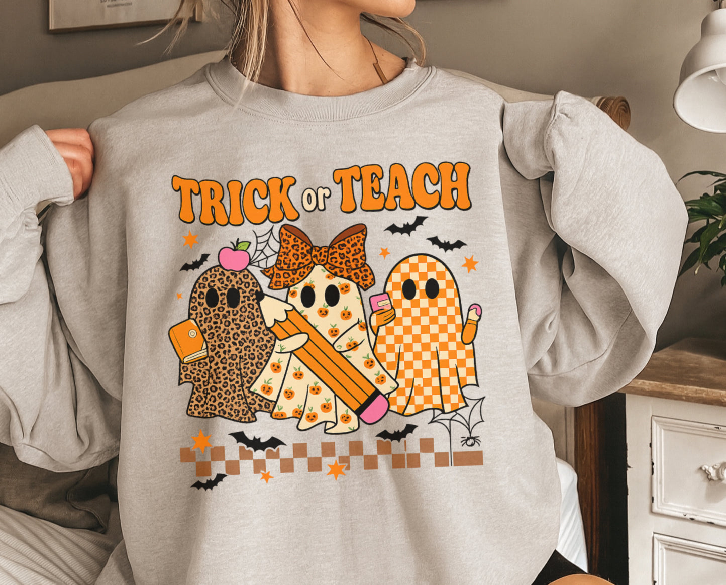Trick or Teach - Ghost Crewneck Sweatshirt