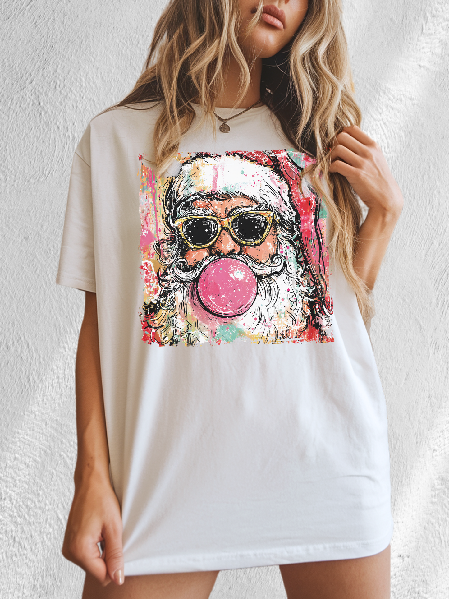 Retro Cool Cat Santa Tee – Preppy Vintage Vibes