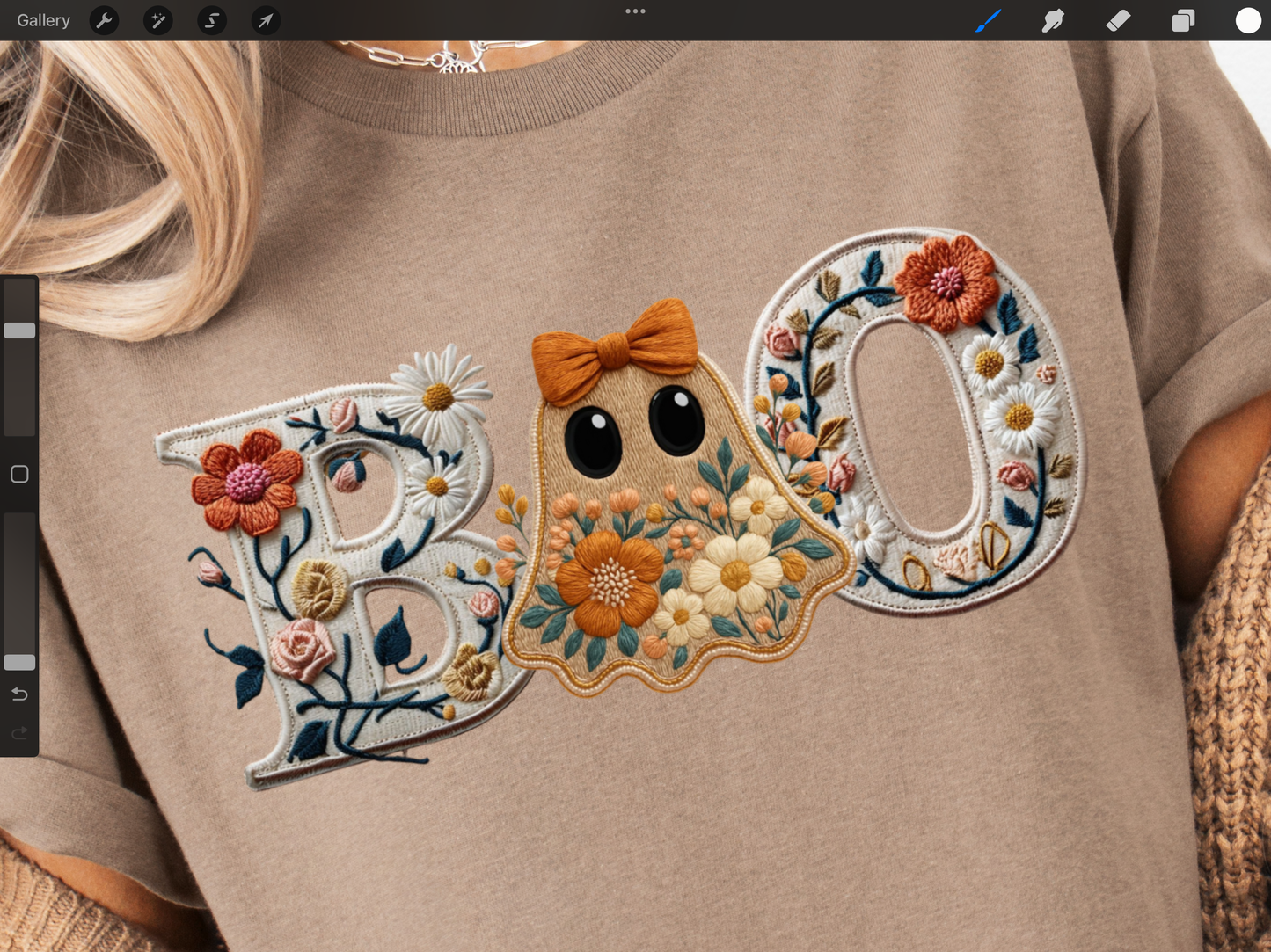 Floral “BOO” Embroidered Halloween Tee – Savana Gildan