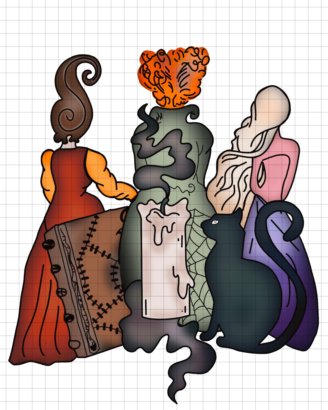 SANDERSON SISTERS HAND DRAWN - transparent png file