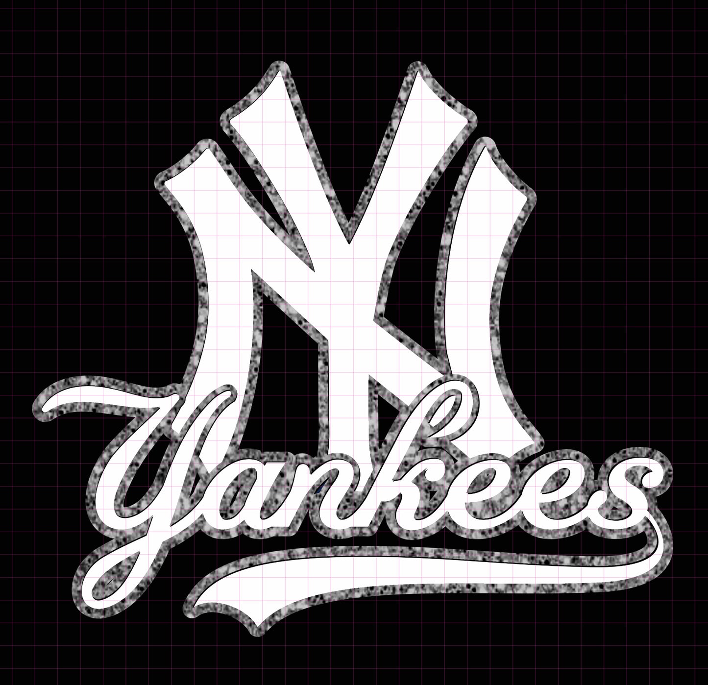 YANKEES W SILVER GLITTER OUTLINE - transparent png file