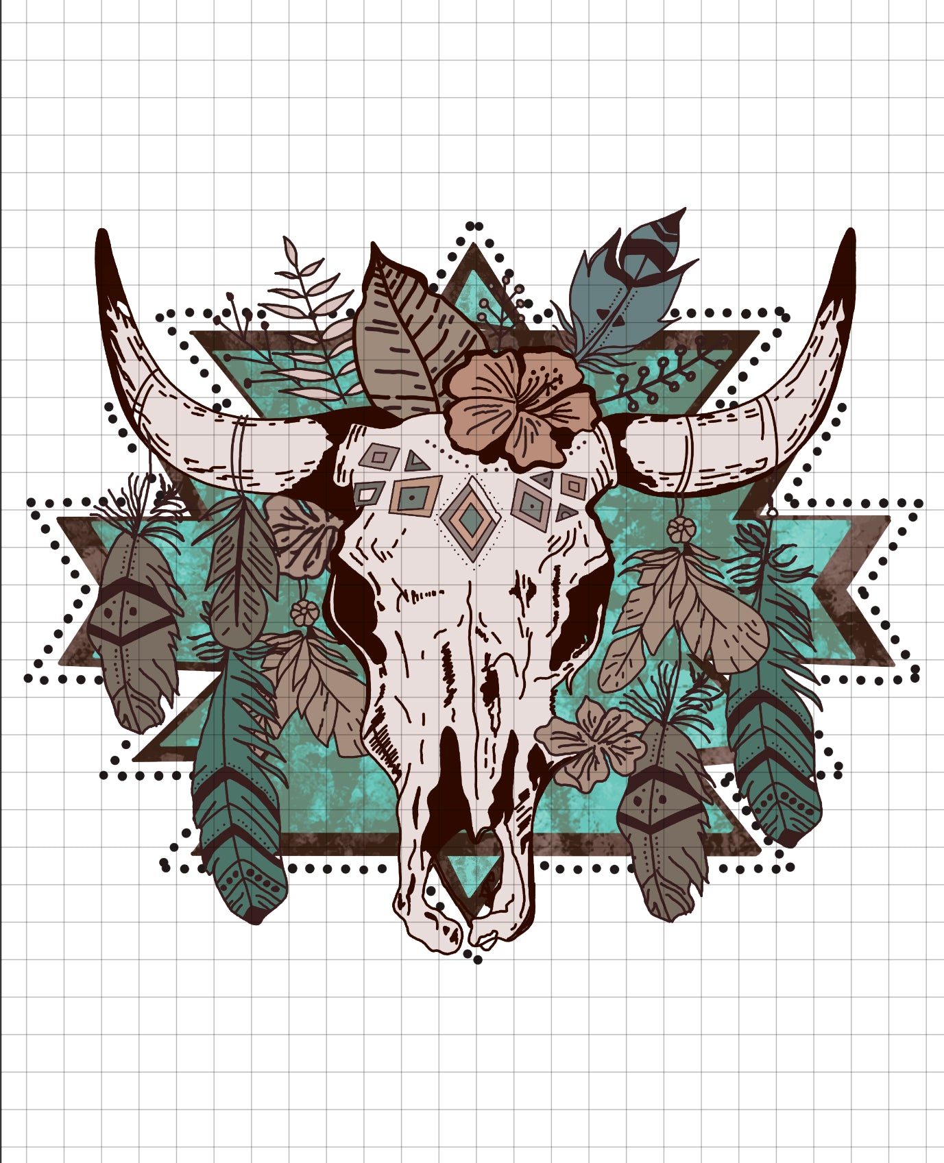 WESTERN BULL SKULL - transparent png file