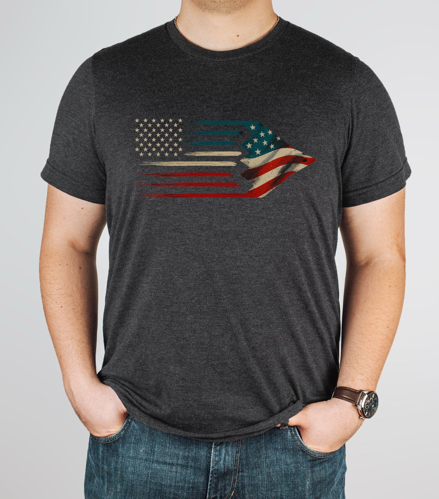 Stealth Bomber Flag Tee – Unisex Fit (Dark Heather Grey) by One Percent Apparel