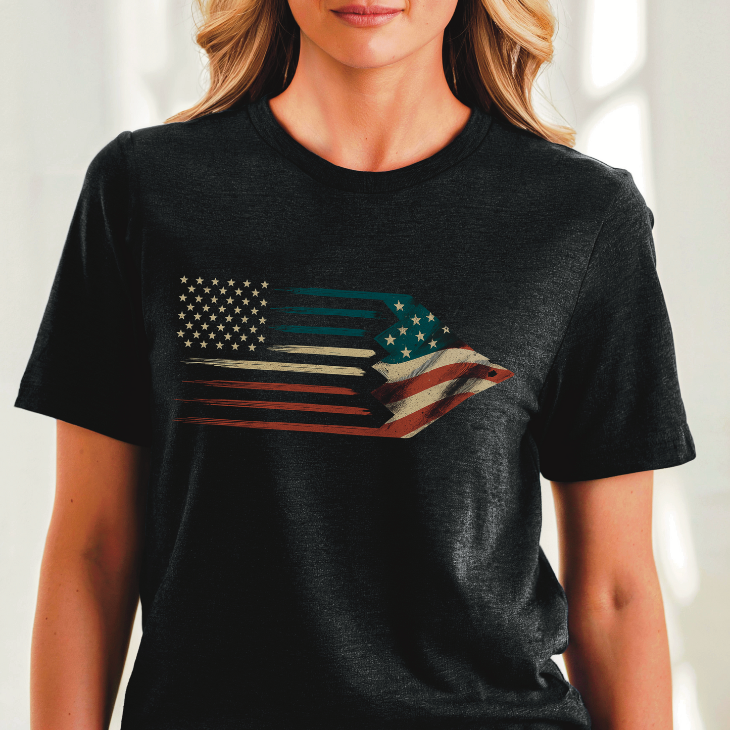 Stealth Bomber Flag Tee – Unisex Fit (Dark Heather Grey) by One Percent Apparel