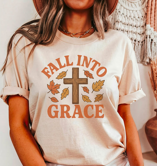 Fall Into Grace - Retro Tee - Vintage Christian Design