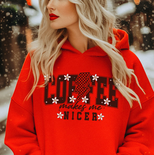 Coffee Makes Me Nicer - Red Hoodie