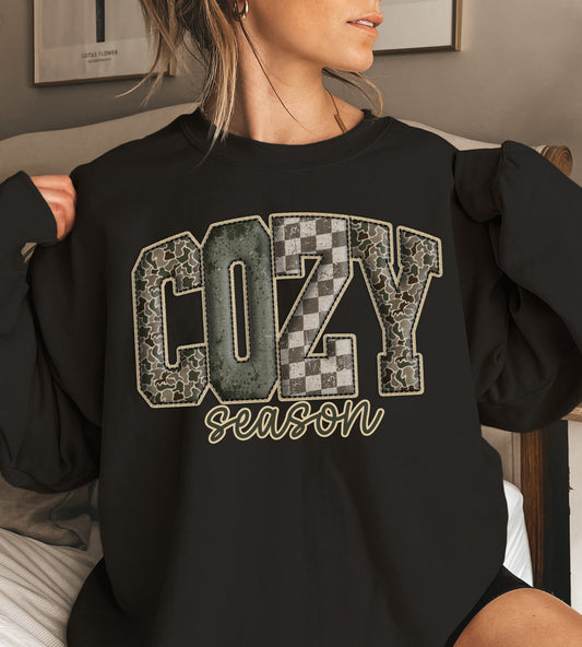 Cozy Season Graphic Sweatshirt | Black Unisex Crewneck