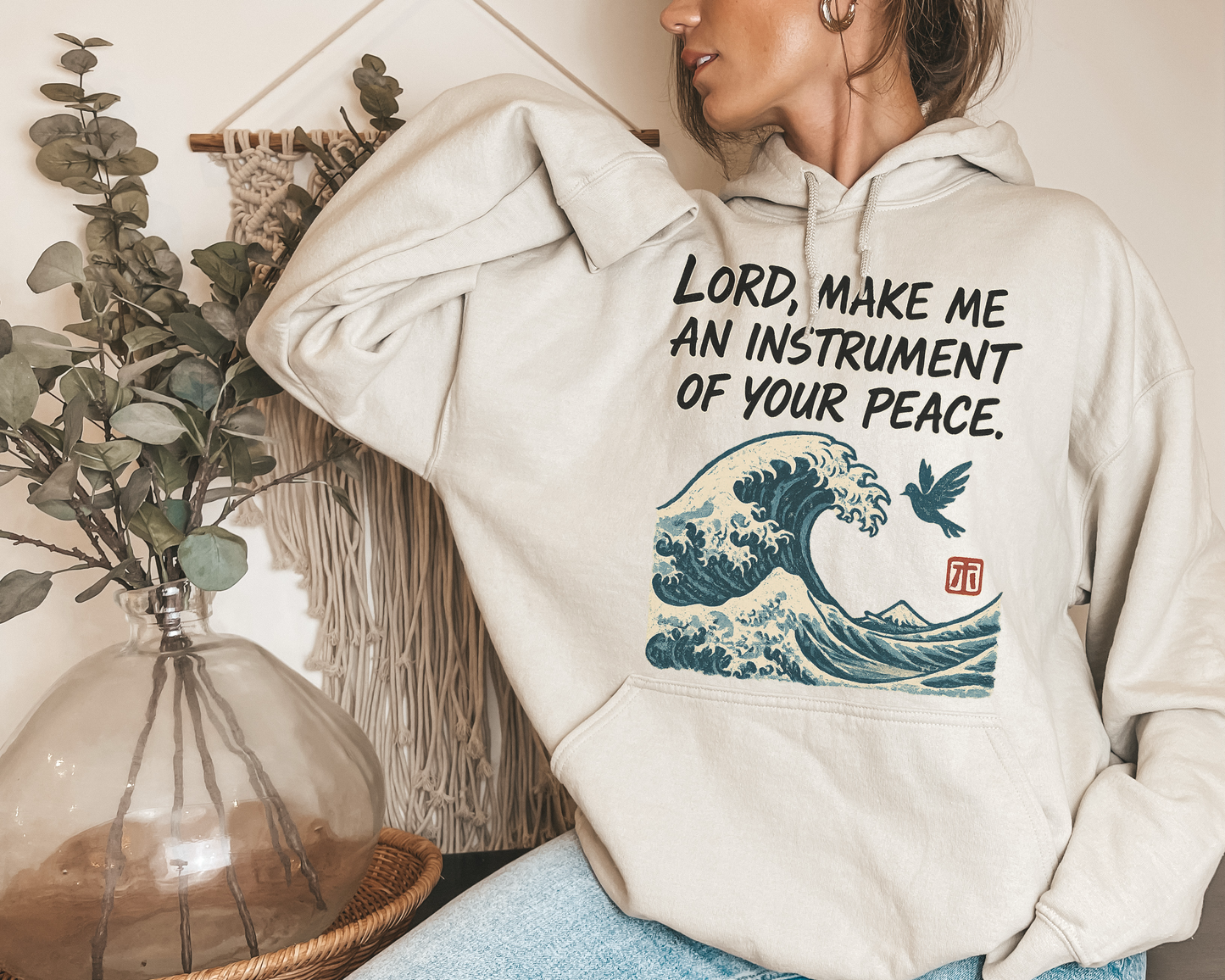 St. Francis Wave Hoodie – Lord, Make Me an Instrument of Your Peace