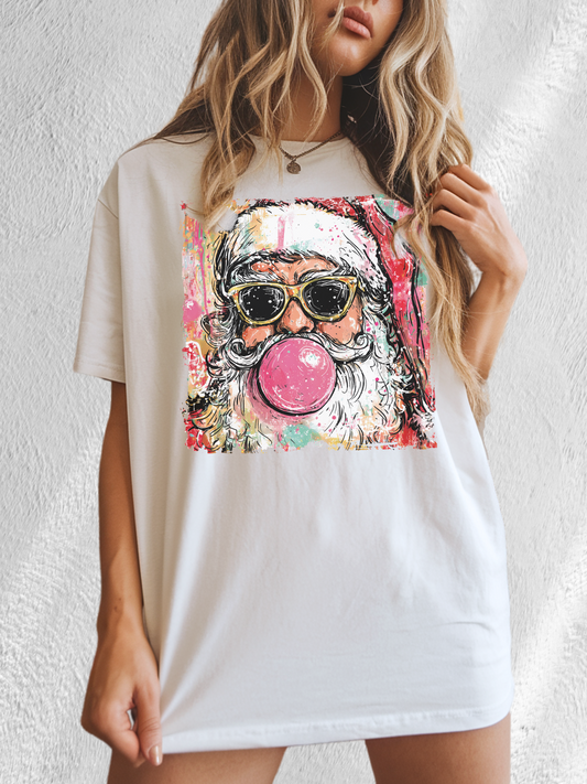 Retro Cool Cat Santa Tee – Preppy Vintage Vibes