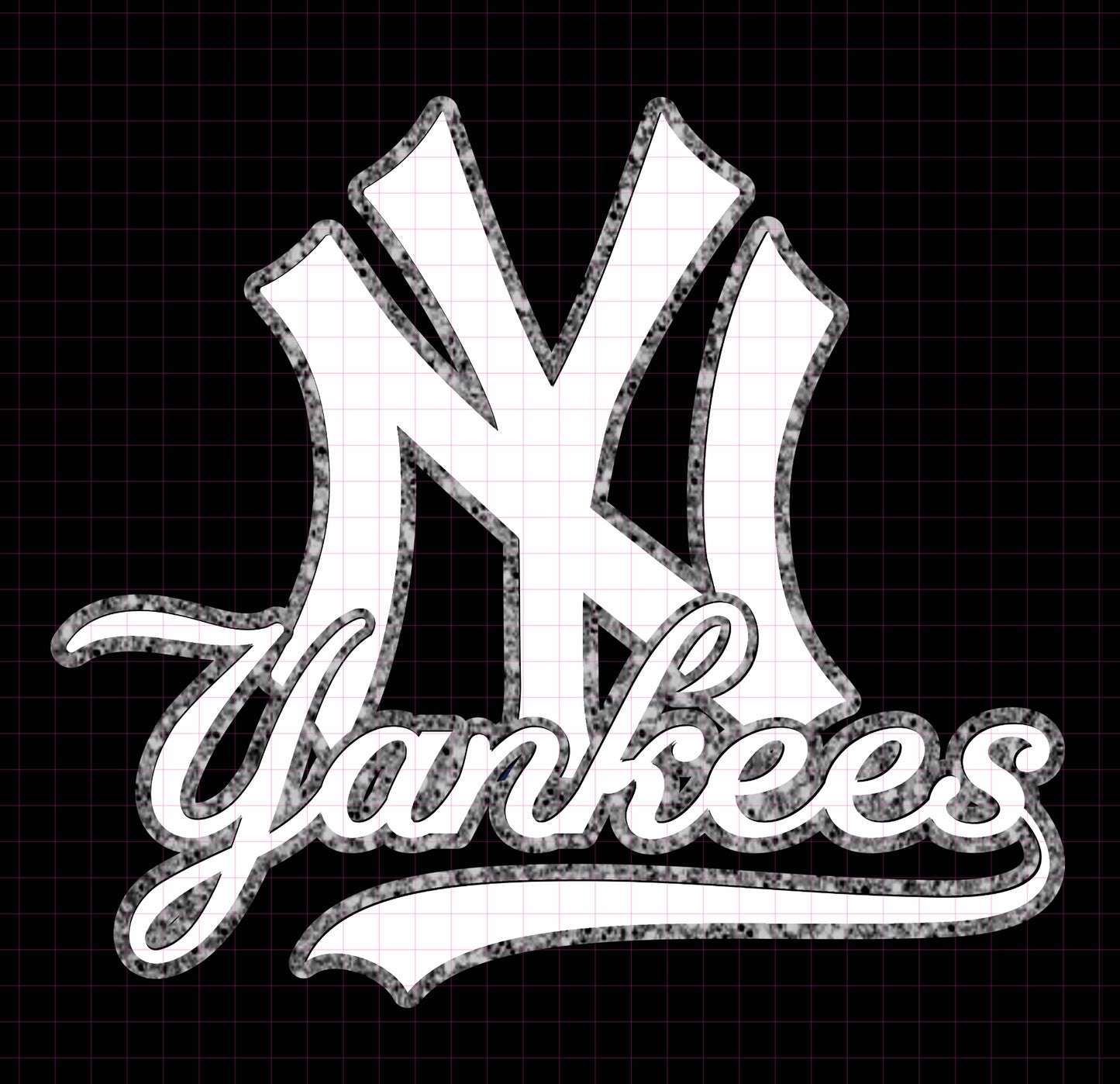 YANKEES W SILVER GLITTER OUTLINE -  transparent png file