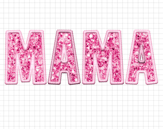 MAMA PINK SEQUIN EMBROIDERY OUTLINE - transparent png file