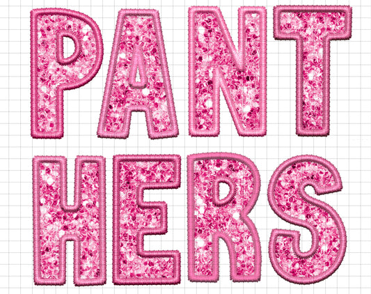 PANTHERS PINK SEQUIN EMBROIDERY OUTLINE - transparent png file